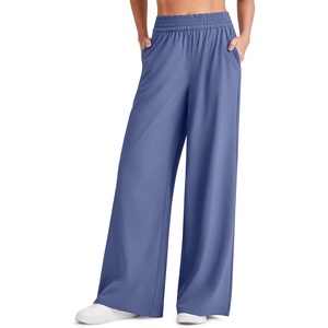 G4Free Lightweight Summer Pants for Women Flowy Wide Leg Pants Elastic Waist Quick Dry Trouser(Dusky Purple)