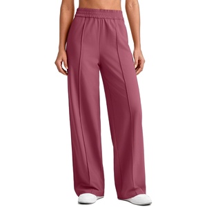 G4Free Lightweight Summer Pants for Women Flowy Wide Leg Pants Elastic Waist Quick Dry Trouser(Wine)
