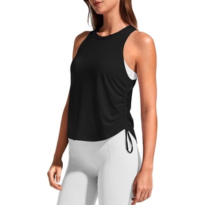 G4Free Lyocell Racerback Tank Tops for Women Ruch Side Yoga Workout Casual(Black)