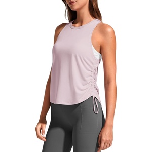 G4Free Lyocell Racerback Tank Tops for Women Ruch Side Yoga Workout Casual(Light Pink)