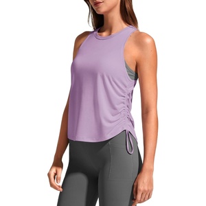 G4Free Lyocell Racerback Tank Tops for Women Ruch Side Yoga Workout Casual(Light Purple)