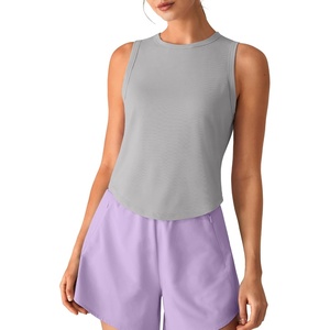 G4Free Lyocell Workout Athletic Tank Tops High Neck Sleeveless Yoga Tanks Loose Gym Running Exercixe Top(Light Gray)