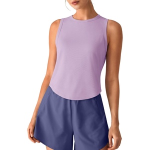 G4Free Lyocell Workout Athletic Tank Tops High Neck Sleeveless Yoga Tanks Loose Gym Running Exercixe Top(Light Purple)