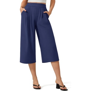 G4Free ShiftReady Capri Pants for Women 18” – Elastic Waist Pull On Wide Leg Casual Pants(Royal Blue)