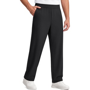 G4Free ShiftReady Mens Straight Leg Sweatpants Casual Pants with Pockets | Breathable, wrinkle-resistant, inner drawstring, mid waist, zipper back pocket, side pockets, faux fly, for business casual(Black)