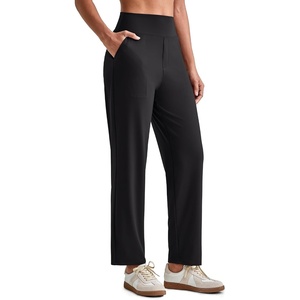 G4Free ShiftReady Women’s Ankle Dress Yoga Pants Work Casual Travel Trouser | Two Side Pockets, Mock Fly, Straight Leg, Sleek and Drapey, Moisture Absorption, Wrinkle-Resistant(Black)