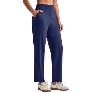 G4Free ShiftReady Women’s Ankle Dress Yoga Pants Work Casual Travel Trouser | Two Side Pockets, Mock Fly, Straight Leg, Sleek and Drapey, Moisture Absorption, Wrinkle-Resistant(Royal Blue)