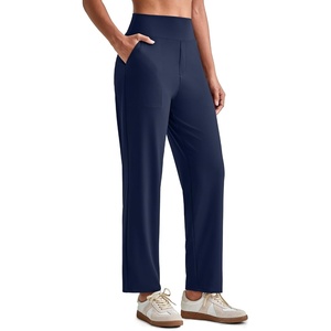 G4Free ShiftReady Women’s Ankle Dress Yoga Pants Work Casual Travel Trouser | Two Side Pockets, Mock Fly, Straight Leg, Sleek and Drapey, Moisture Absorption, Wrinkle-Resistant(Dark Navy)