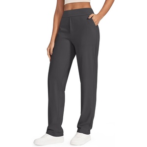 G4Free ShiftReady Women’s Dress Work Pants with Pockets Yoga Straight Leg | Mock Fly, Faux Back Pockets, High Waisted, Sleek and Drapey, Wrinkle-Resistant, Business Casual Style(Dark Gray)