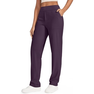 G4Free ShiftReady Women’s Dress Work Pants with Pockets Yoga Straight Leg | Mock Fly, Faux Back Pockets, High Waisted, Sleek and Drapey, Wrinkle-Resistant, Business Casual Style(Grape Purple)