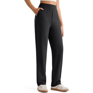 G4Free ShiftReady Women’s Dress Work Pants with Pockets Yoga Straight Leg | Mock Fly, Faux Back Pockets, High Waisted, Sleek and Drapey, Wrinkle-Resistant, Business Casual Style(Black Pinstripe)