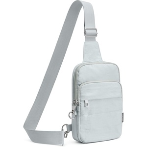 G4Free Small Crossbody Bag for Women, Anti Theft RFID Blocking Travel Purse | Mini Sling Bag, Nylon, 1.5L, Lightweight, Water Resistant, Reversible & Ajustable Strap, for Work & Travel, Zipper(Light Blue Grey)
