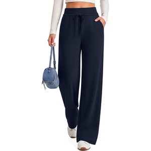 G4Free Smoofit Wide Leg Sweatpants Women Drawstring with Pockets | Silky Smooth Modal,with Peach-fuzz Soft,Drape,High Elastic Waist,for Casual,Travel or Daily Life(Dark Navy)