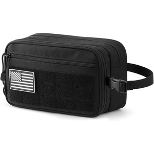 G4Free Toiletry Travel Bag for Men with Waterproof Pocket Hygiene Bag | Tactical Molle Toiletry Dopp Kit, Water-Resistant, Black(Black)