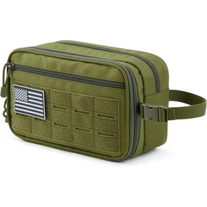 G4Free Toiletry Travel Bag for Men with Waterproof Pocket Hygiene Bag | Tactical Molle Toiletry Dopp Kit, Water-Resistant, Black(Green)