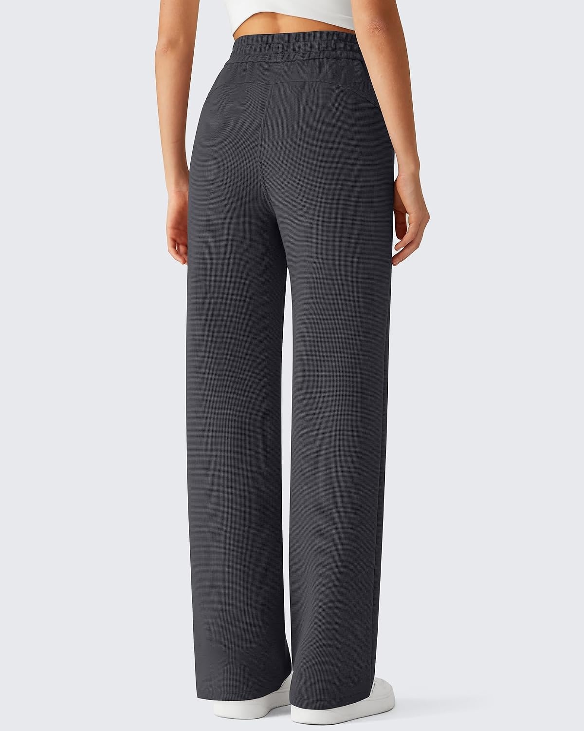 image:imageG4Free Waffle Wide Leg Casual Womens Sweatpants Comfy Lounge Pants with PocketsDark Gray