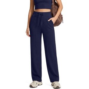 G4Free Waffle Knit Wide Leg Sweatpants with Pockets for Women | Anti-wrinkle,Resists pilling,Moisture-wicking,Drawstring,for Casual or Lounging(Royal Blue)