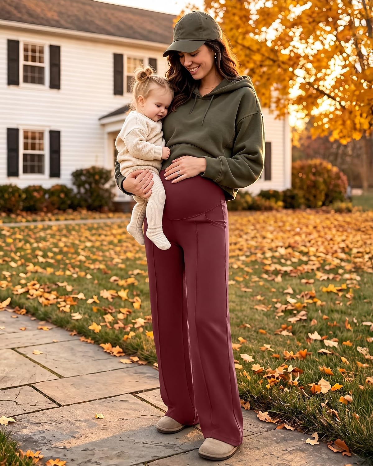 image:imageG4Free EverGoing Maternity Dress Pants Pregnancy Trousers Over the BellyWine