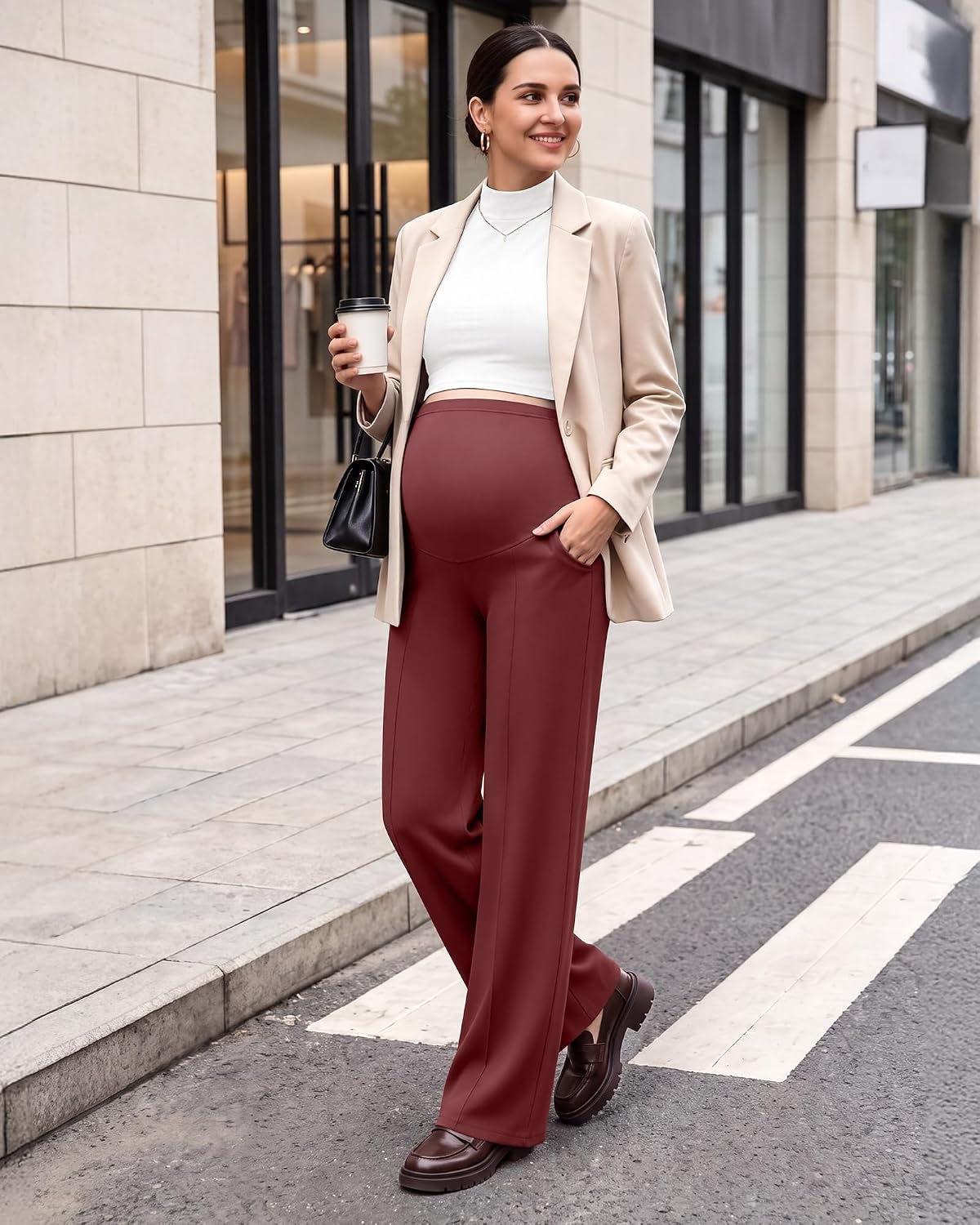 image:imageG4Free EverGoing Maternity Dress Pants Pregnancy Trousers Over the BellyWine