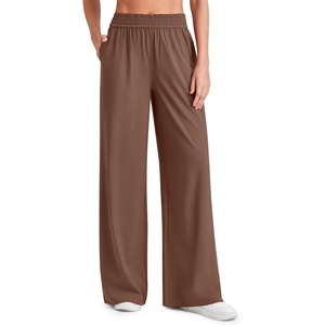 G4Free Chillwhisp Lightweight Wide Leg Pants Women Elastic Waist Summer(Coffee Brown)