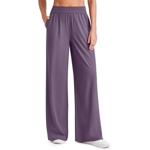 G4Free Chillwhisp Lightweight Wide Leg Pants Women Elastic Waist Summer(Grape Purple)