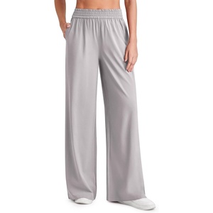 G4Free Chillwhisp Lightweight Wide Leg Pants Women Elastic Waist Summer(Grey)
