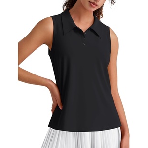 G4Free Women Sleeveless Golf Polo Shirts UPF 50+ Quick Dry Tank Tops(Black)