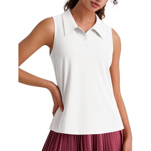 G4Free Women Sleeveless Golf Polo Shirts UPF 50+ Quick Dry Tank Tops(Pure White)