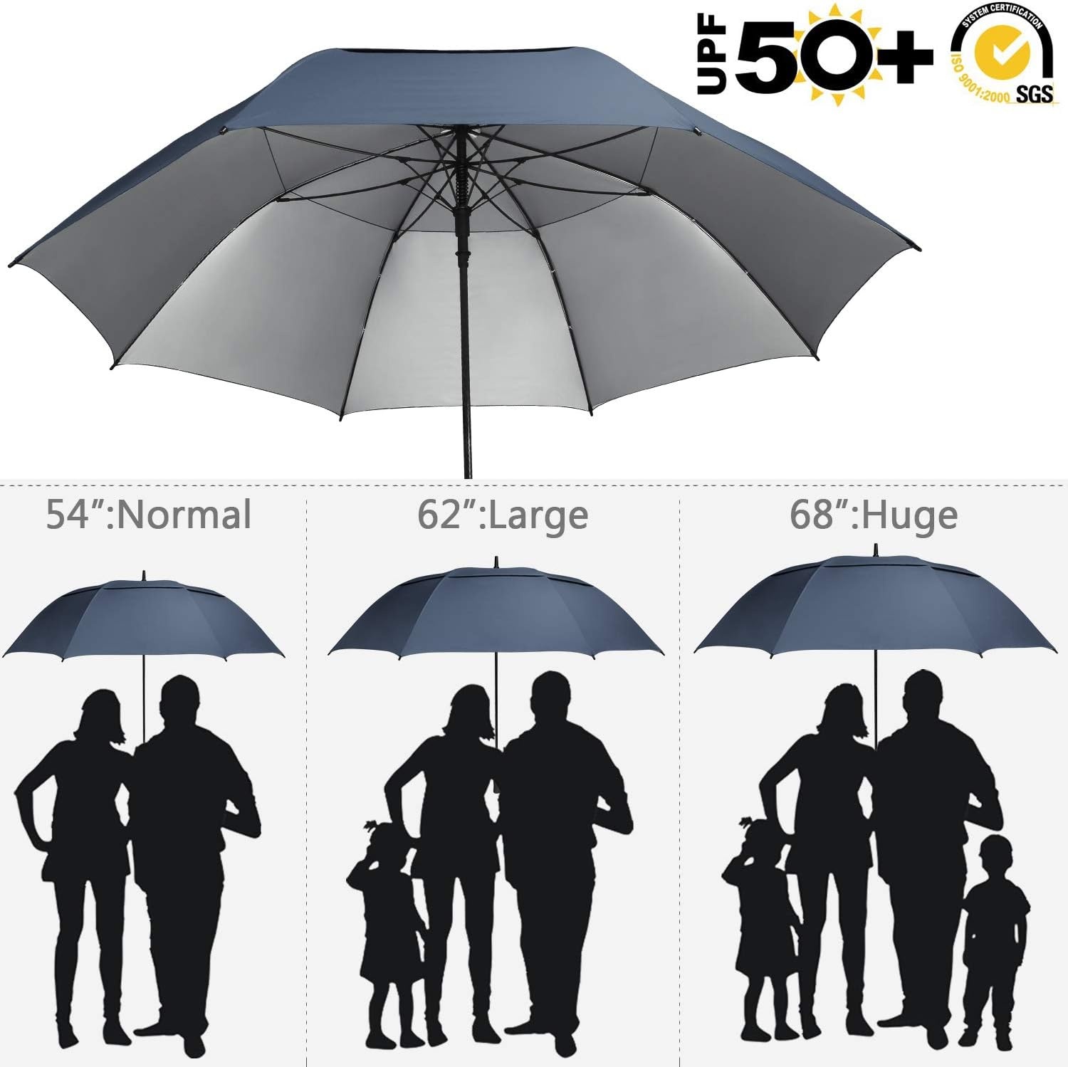 image:imageG4Free 546268 Inch Extra Large Sun Golf Umbrella Windproof Stick UmbrellaDark Blue