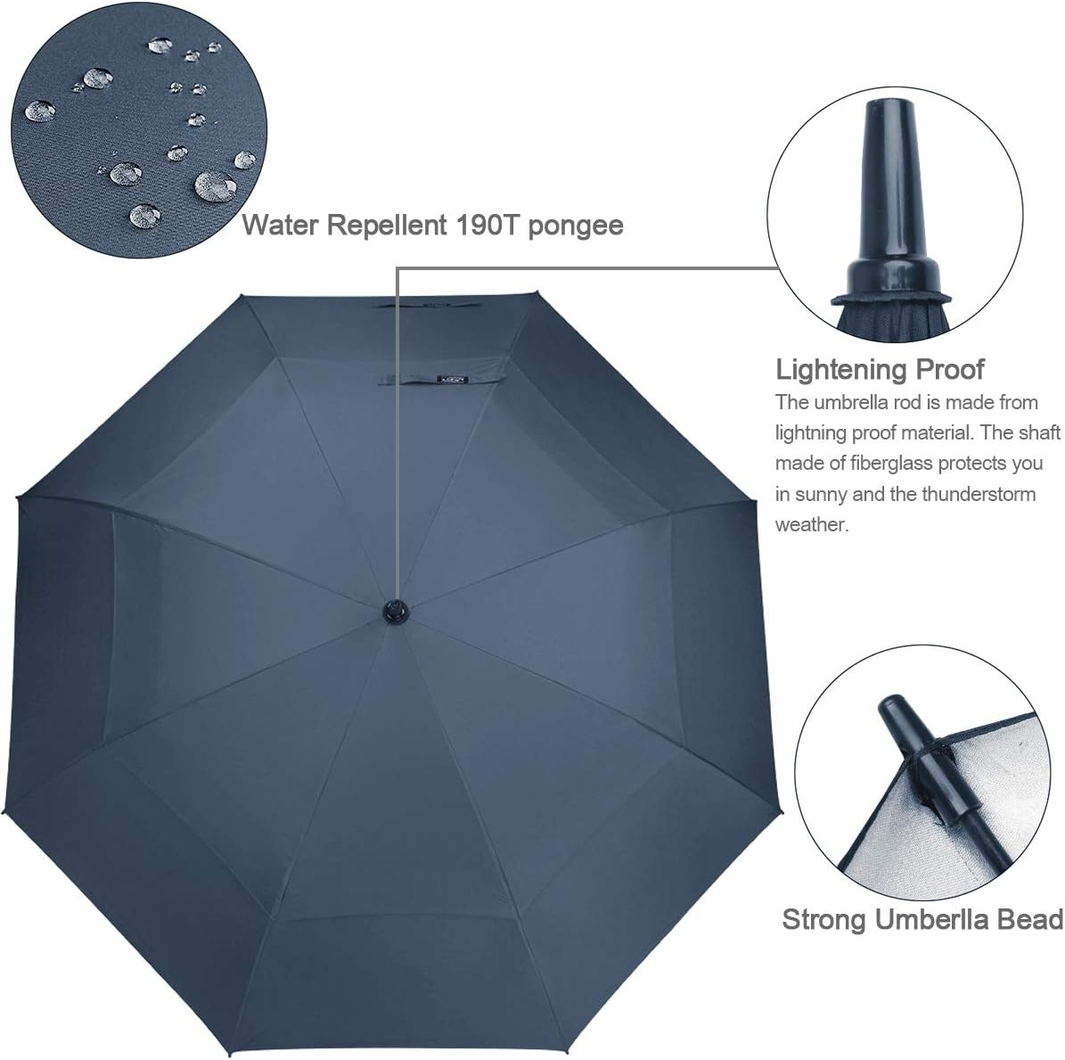image:imageG4Free 546268 Inch Extra Large Sun Golf Umbrella Windproof Stick UmbrellaDark Blue