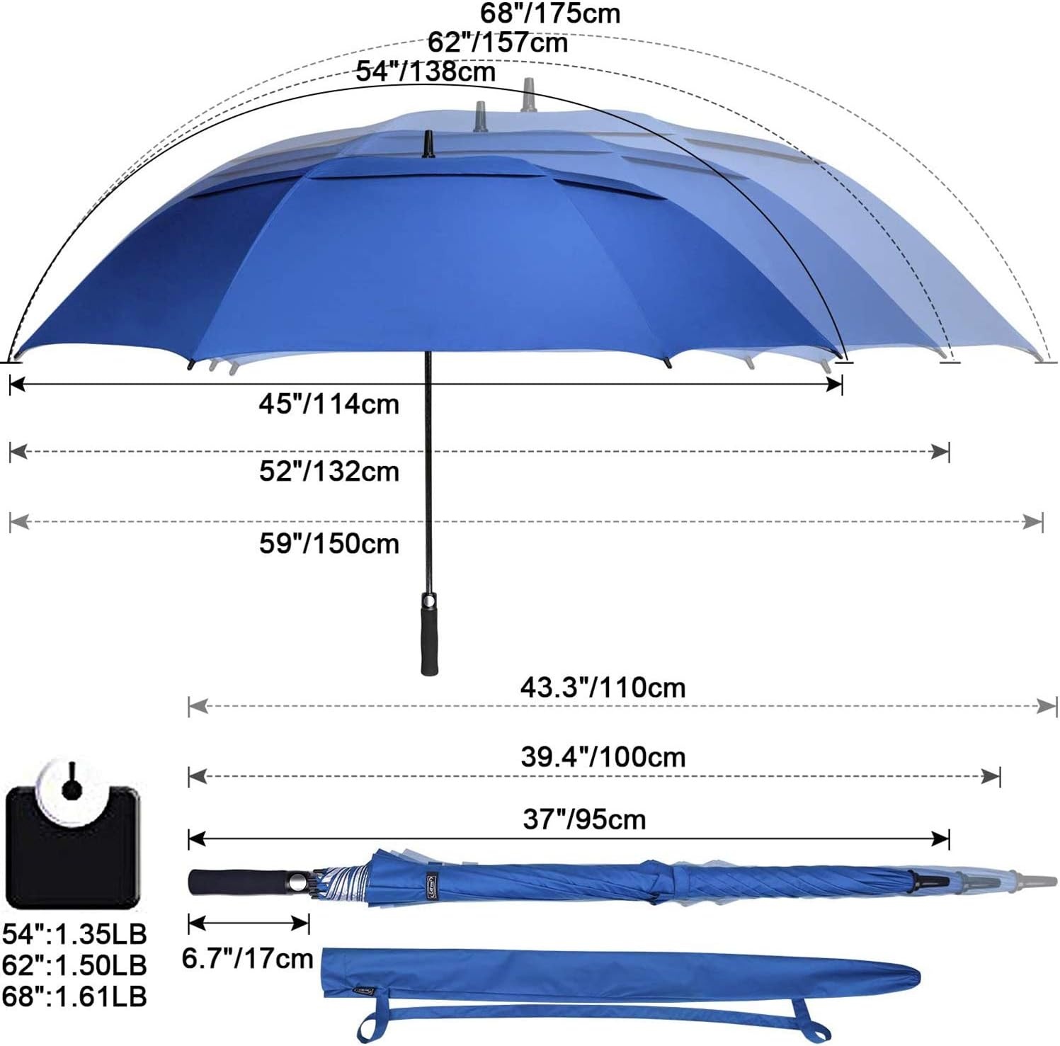 image:imageG4Free 546268 Inch Extra Large Sun Golf Umbrella Windproof Stick UmbrellaSapphire