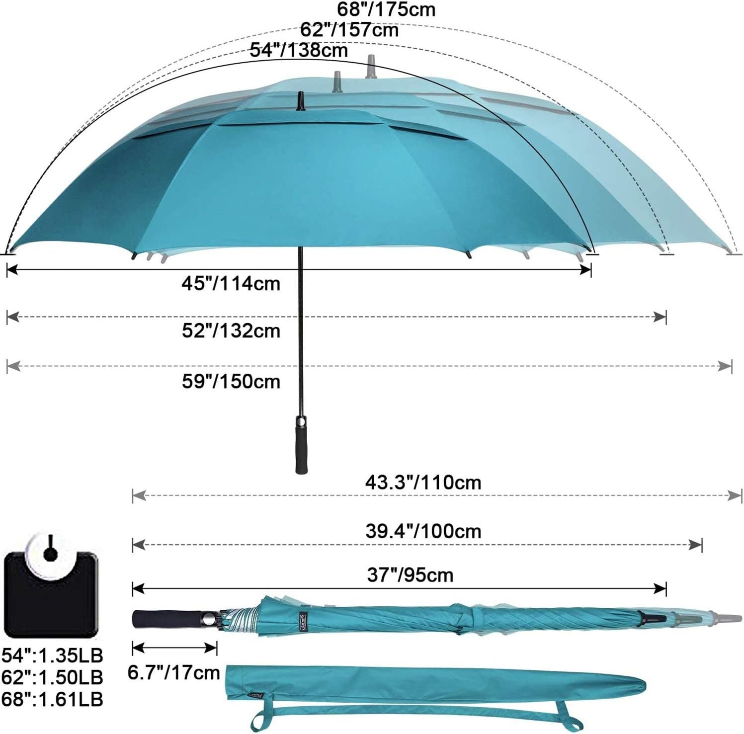 image:imageG4Free 546268 Inch Extra Large Sun Golf Umbrella Windproof Stick UmbrellaSky Blue