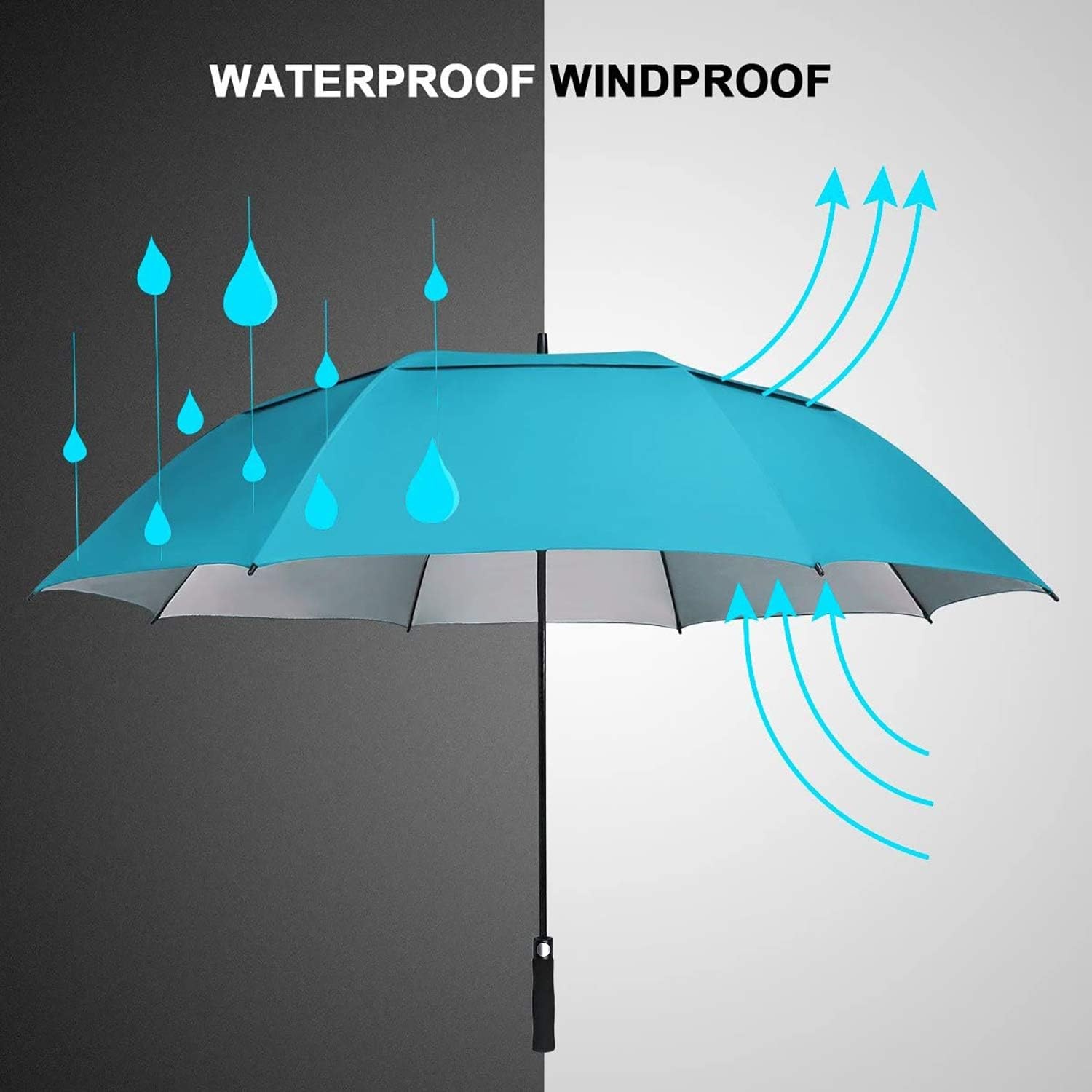 image:imageG4Free 546268 Inch Extra Large Sun Golf Umbrella Windproof Stick UmbrellaSky Blue