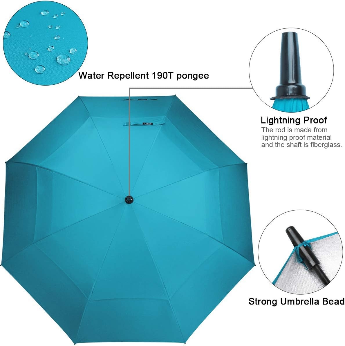 image:imageG4Free 546268 Inch Extra Large Sun Golf Umbrella Windproof Stick UmbrellaSky Blue