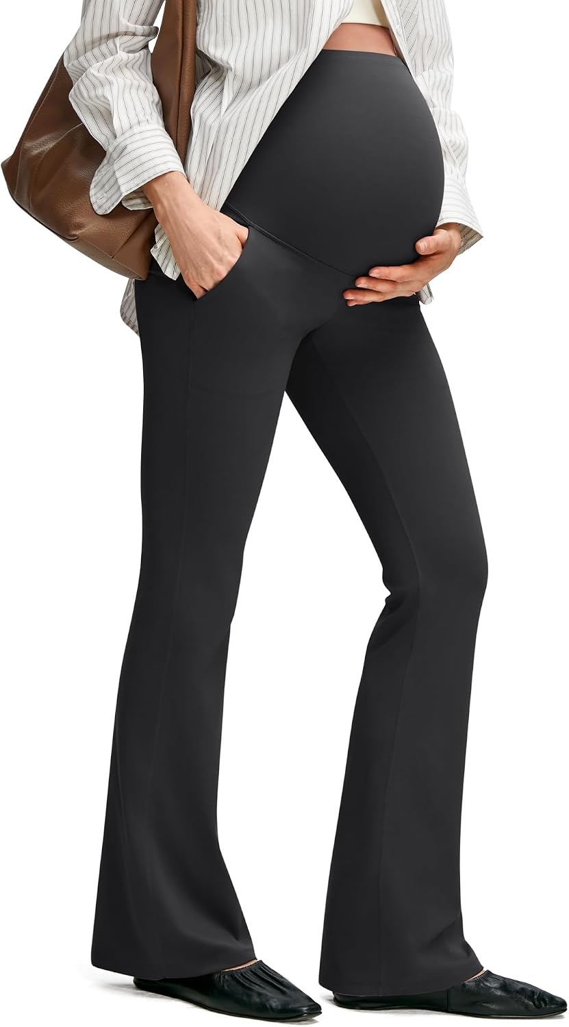 image:imageG4Free BareFeel Maternity Flare Leggings Pregnancy Dress Pants for WorkBlack