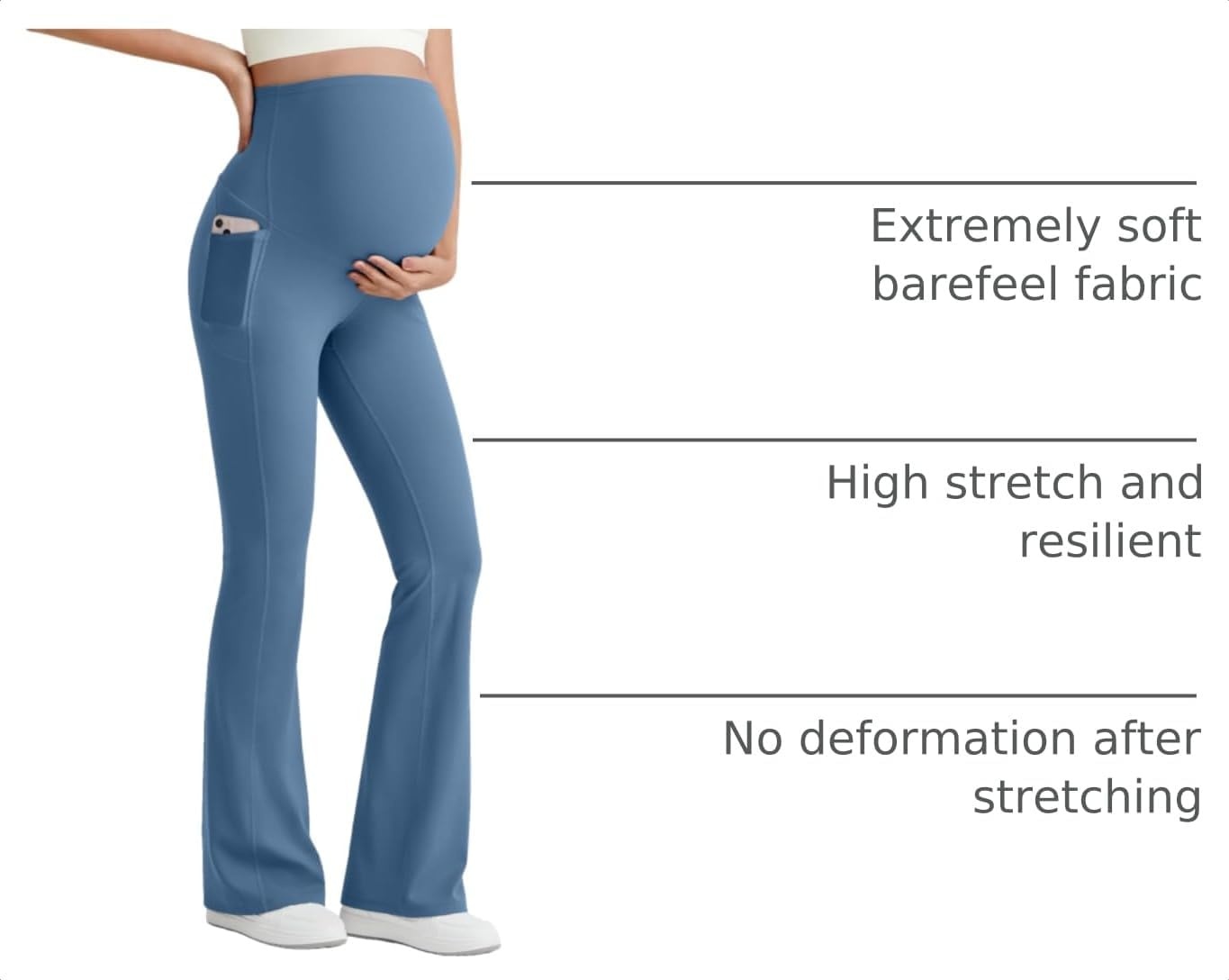 image:imageG4Free BareFeel Maternity Flare Leggings Pregnancy Dress Pants for WorkBlue Gray