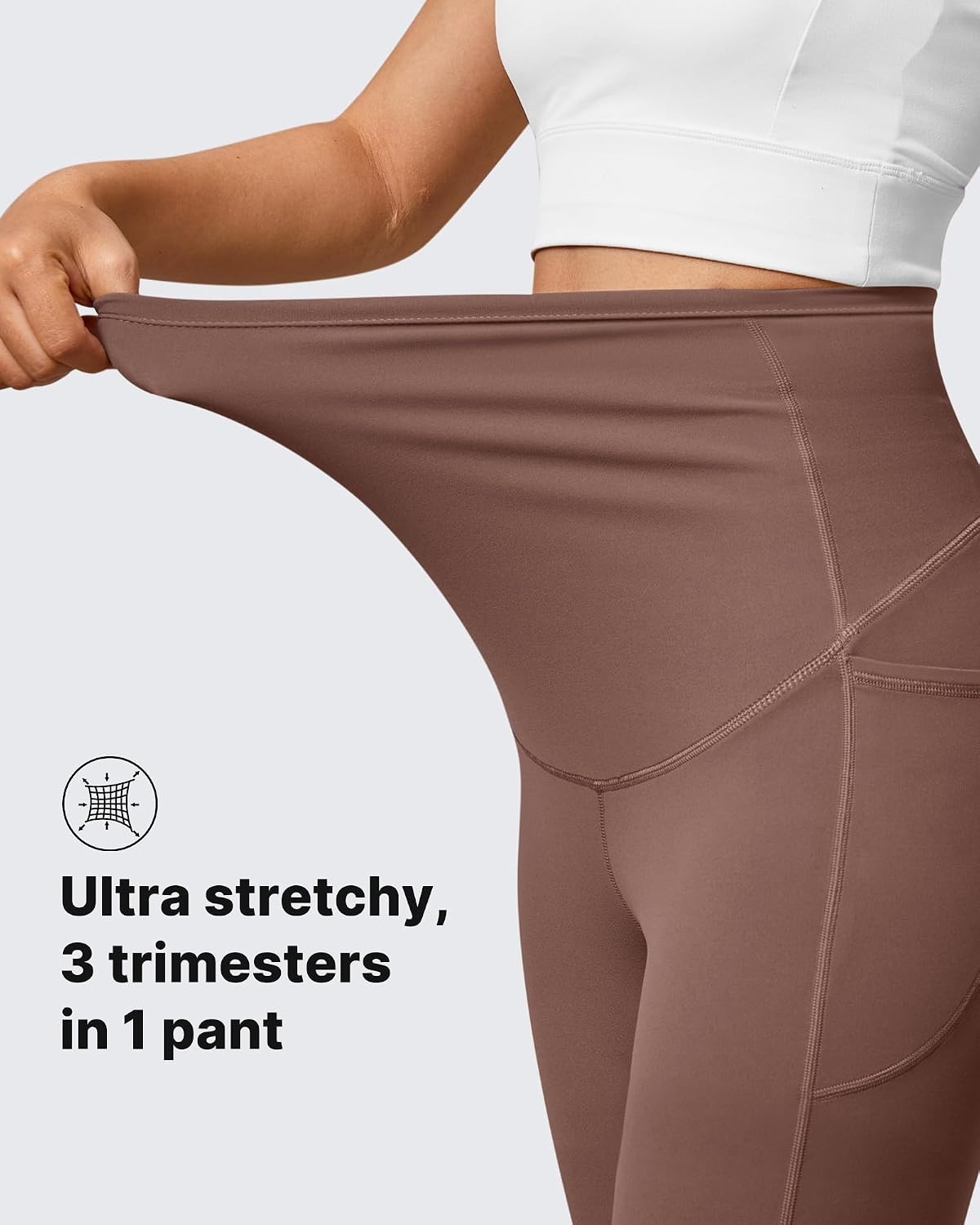 image:imageG4Free BareFeel Maternity Flare Leggings Pregnancy Dress Pants for WorkCoffee Brown