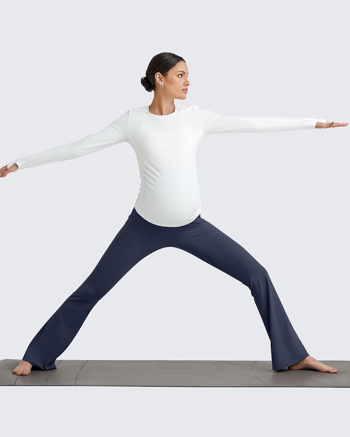 image:imageG4Free BareFeel Maternity Flare Leggings Pregnancy Dress Pants for WorkDark Blue