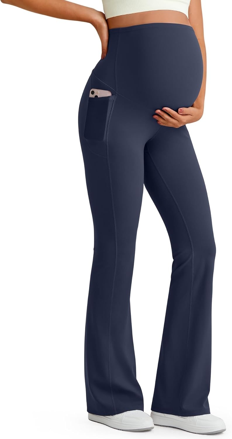 image:imageG4Free BareFeel Maternity Flare Leggings Pregnancy Dress Pants for WorkDark Blue
