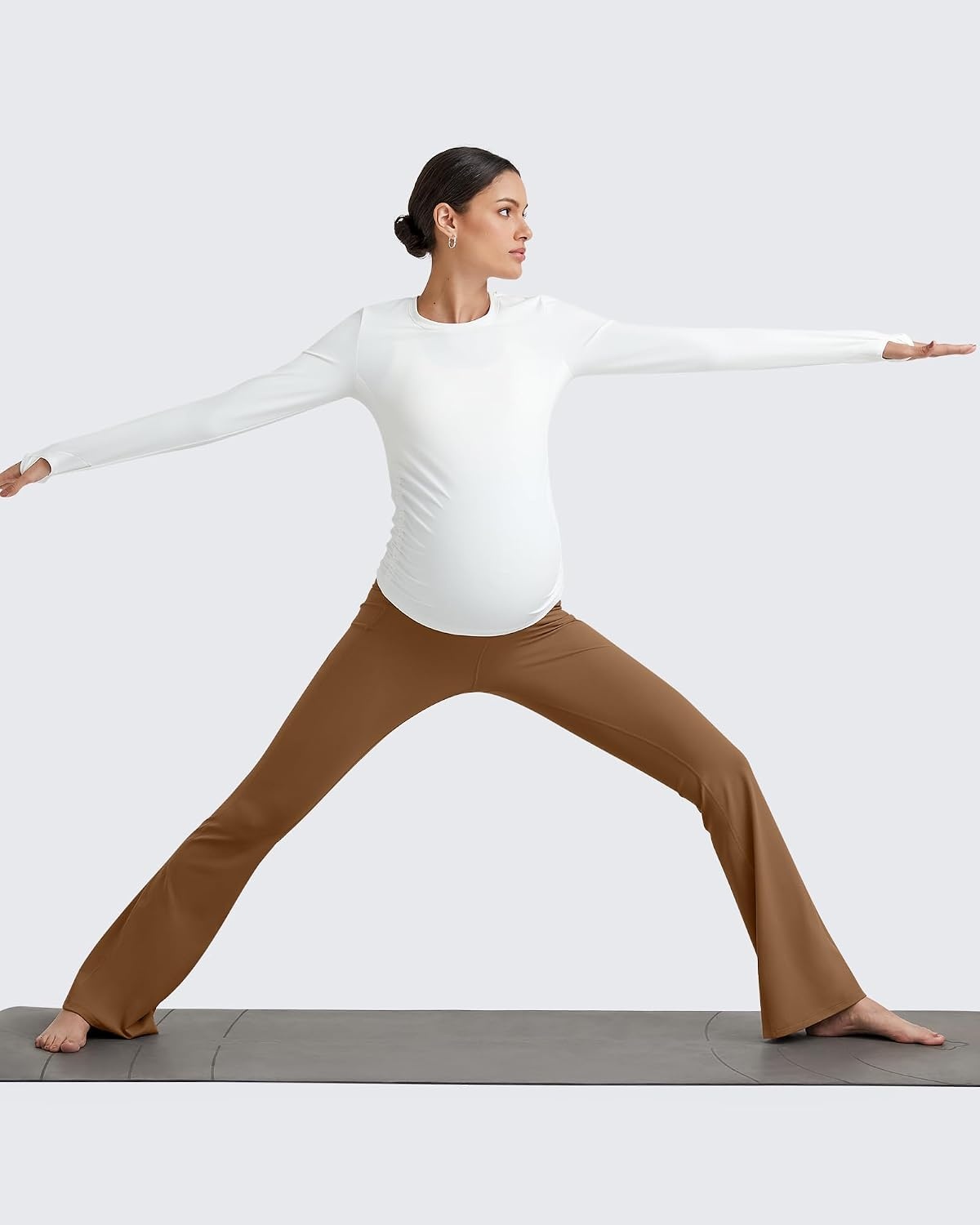 image:imageG4Free BareFeel Maternity Flare Leggings Pregnancy Dress Pants for WorkDark Coffee
