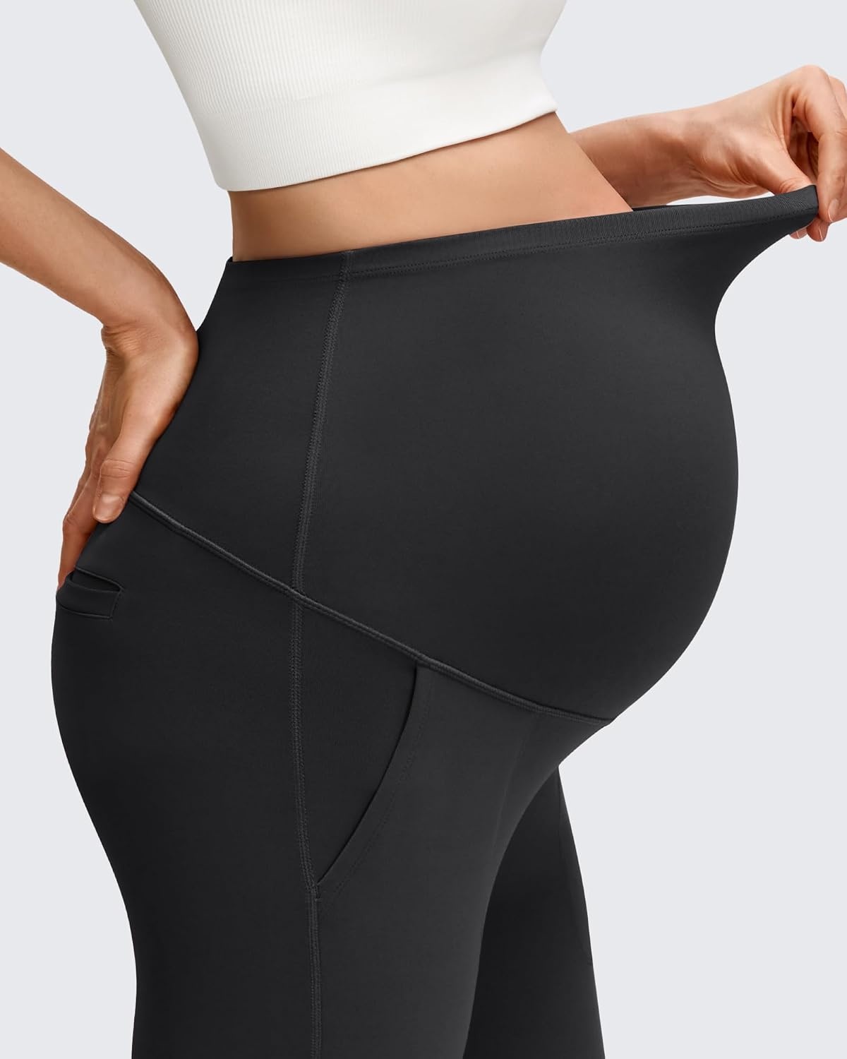 image:imageG4Free BareFeel Maternity Flare Leggings Pregnancy Dress Pants for WorkDark Gray