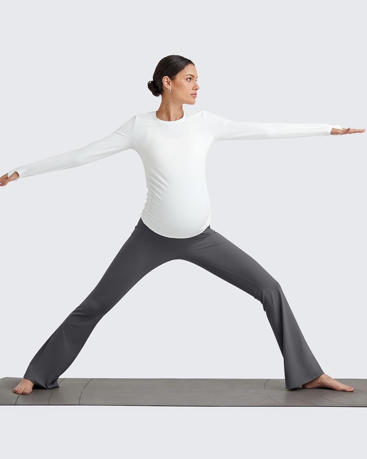 image:imageG4Free BareFeel Maternity Flare Leggings Pregnancy Dress Pants for WorkDark Gray