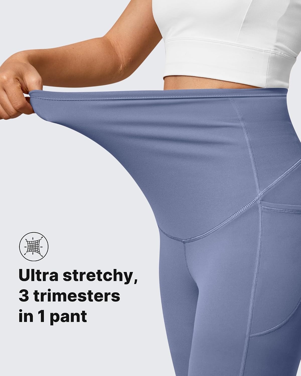 image:imageG4Free BareFeel Maternity Flare Leggings Pregnancy Dress Pants for WorkDenim Blue