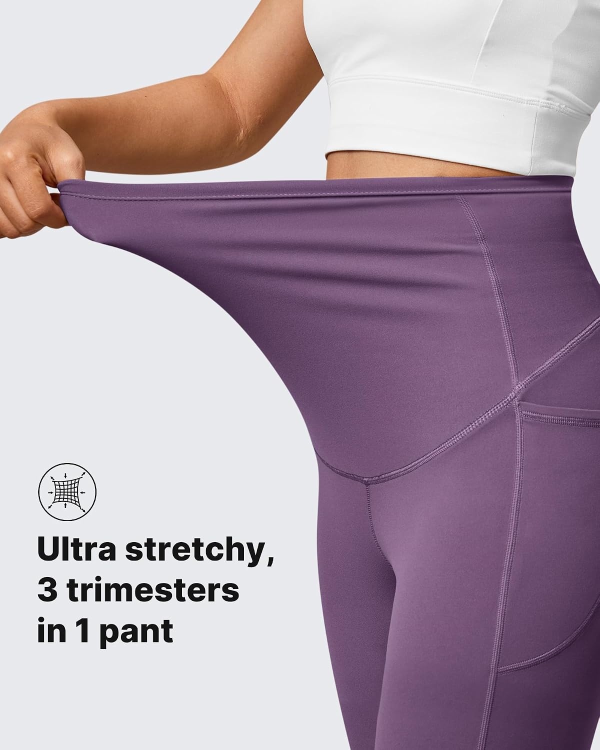 image:imageG4Free BareFeel Maternity Flare Leggings Pregnancy Dress Pants for WorkGrape Purple