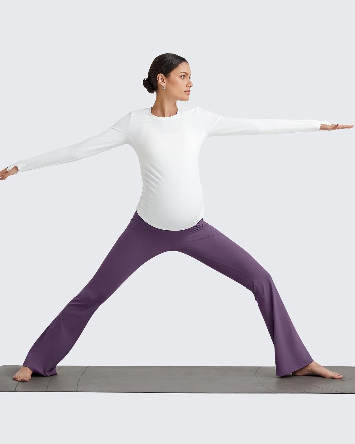 image:imageG4Free BareFeel Maternity Flare Leggings Pregnancy Dress Pants for WorkGrape Purple