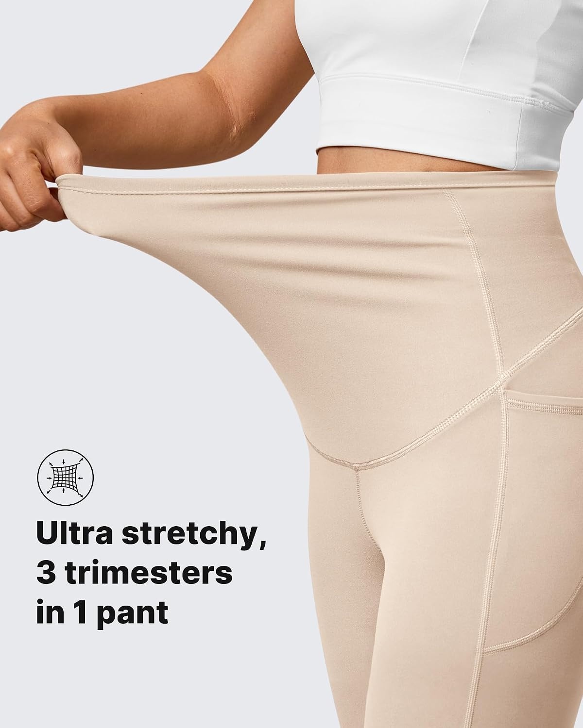 image:imageG4Free BareFeel Maternity Flare Leggings Pregnancy Dress Pants for WorkLight Khaki