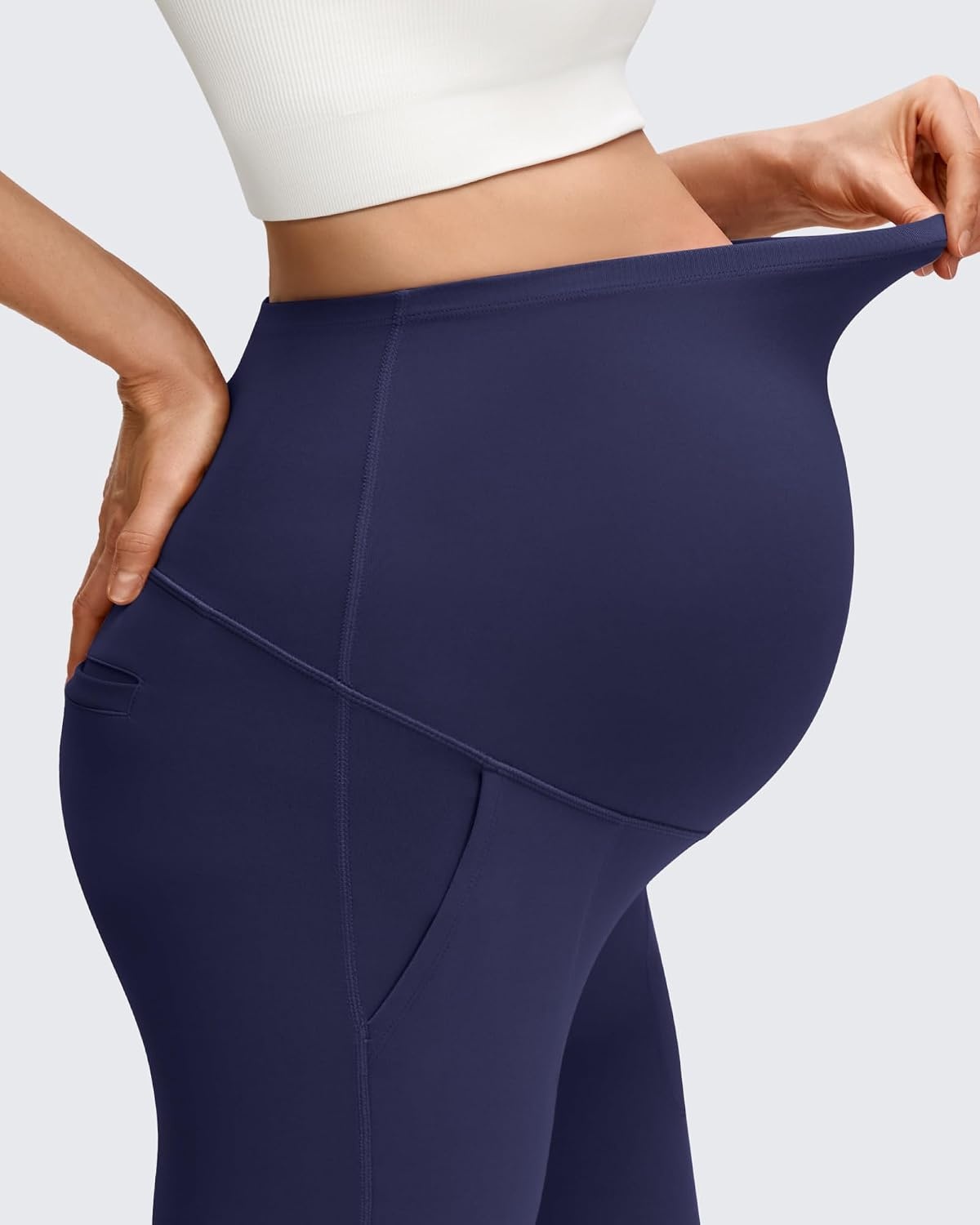 image:imageG4Free BareFeel Maternity Flare Leggings Pregnancy Dress Pants for WorkRoyal Blue