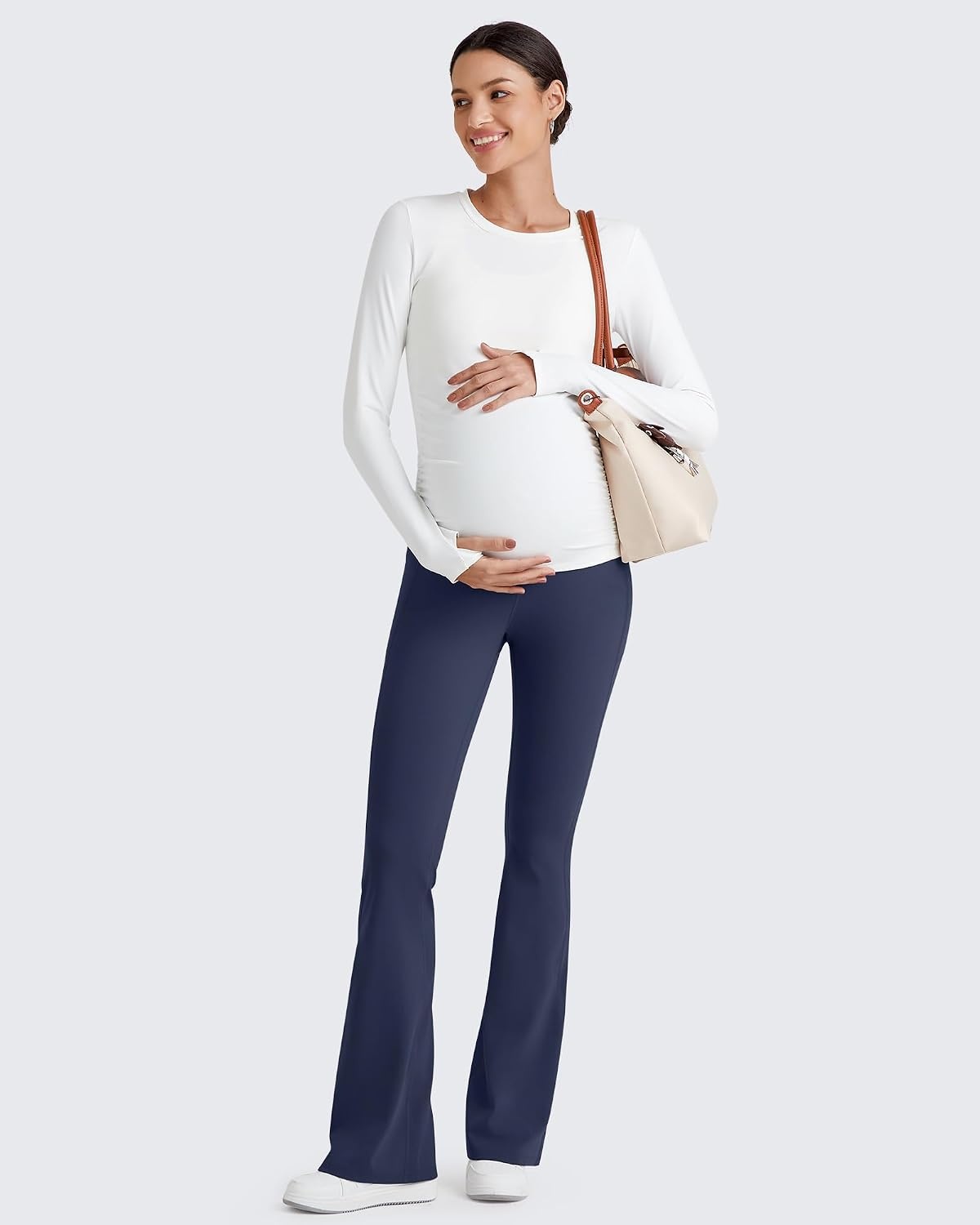 image:imageG4Free BareFeel Maternity Flare Leggings Pregnancy Dress Pants for WorkRoyal Blue