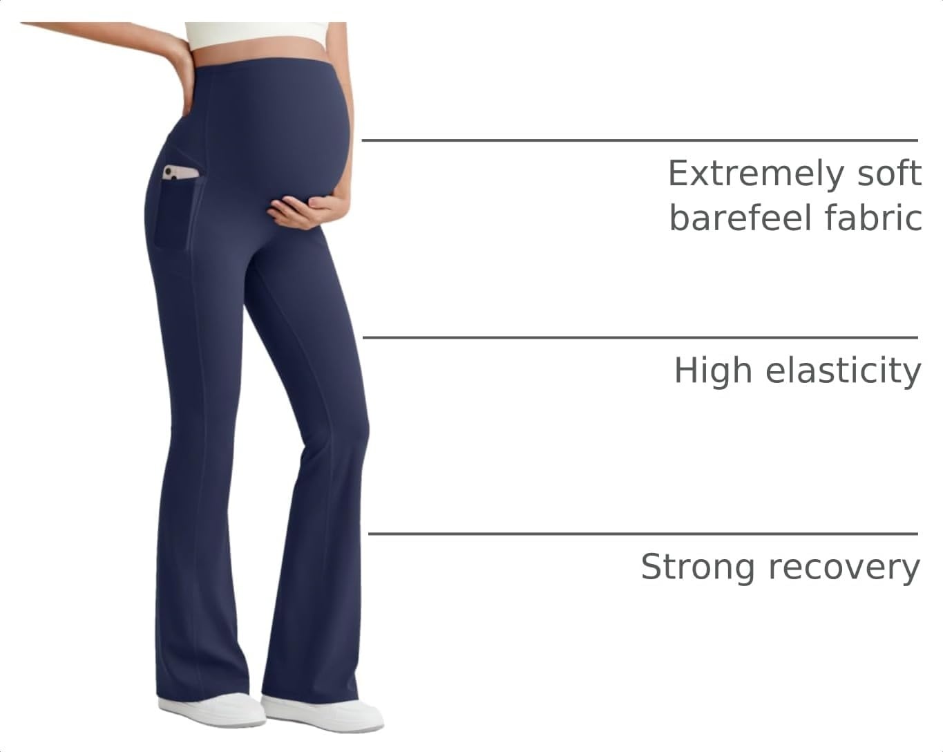 image:imageG4Free BareFeel Maternity Flare Leggings Pregnancy Dress Pants for WorkRoyal Blue