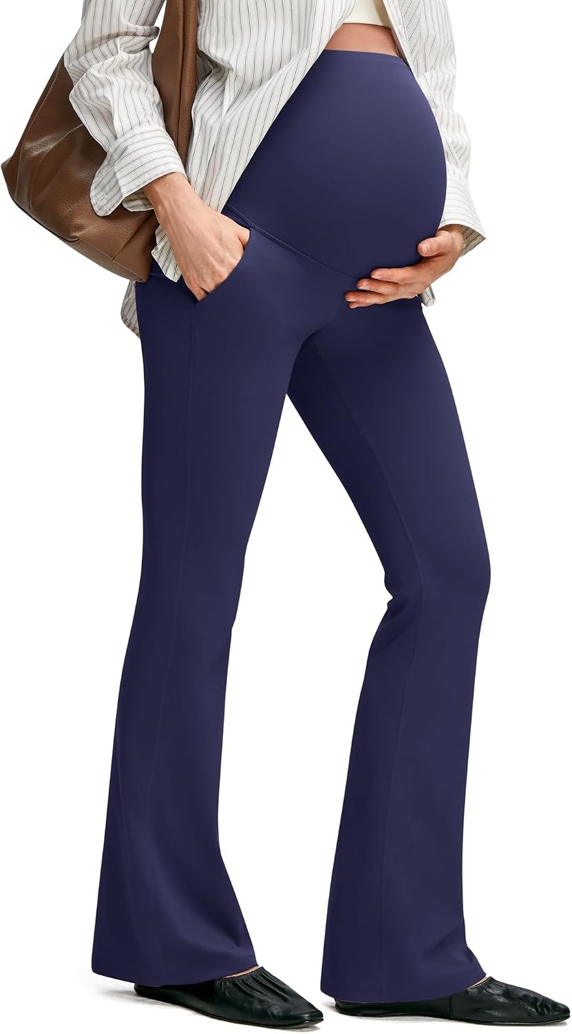 image:imageG4Free BareFeel Maternity Flare Leggings Pregnancy Dress Pants for WorkRoyal Blue
